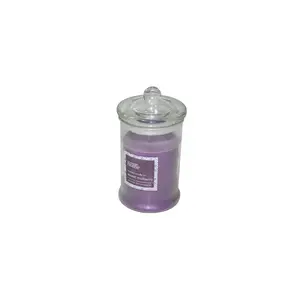BOUGIE BOCAL SWEET EN VERRE AV COUVERCLE MAUVE 8X15CM 245GR 50HRS ref