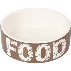 Gamelle Kyra Rond Taupe & Blanc 770ml