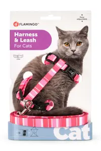 Harnais & Laisse Réglables pour Chat Rose