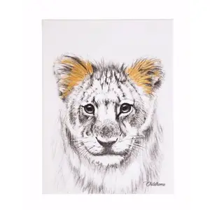 Peinture à l’Huile – LION + Or – 30×40 Cm