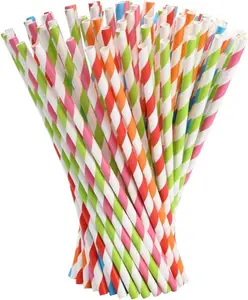 Pailles En Papier 100 Pieces Color