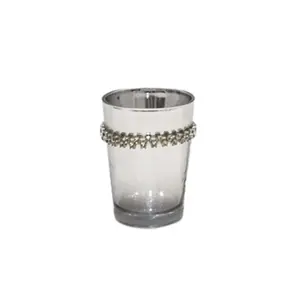 BOUGEOIRE STICK SIMPLE EN ARGENTE FONCE PERLES 9CM PH ref