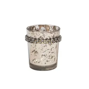 BOUGEOIRE STICK EN ARGENTE FONCE DES PERLES 7CM ref