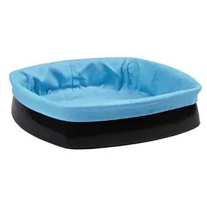 PANIER A PAIN NOIR TISSU TURQOUISE H 6.5 X26X26CM ref