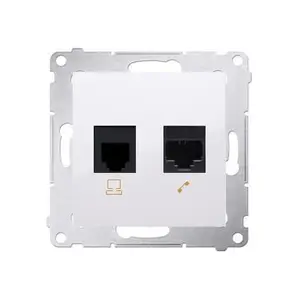 Prise Rj45 + Rj12 Connexion À Vis Avec Griffes Blanc Simon 54