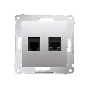 Prise Rj45 + Rj12 Connexion À Vis Avec Griffes Aluminium Simon 54