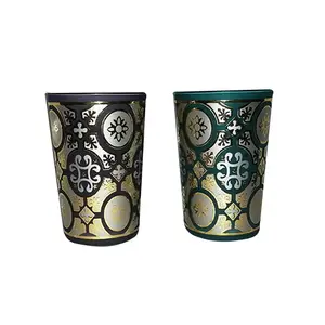 6 Verre A The Divers Motifs Bleu-Mauve