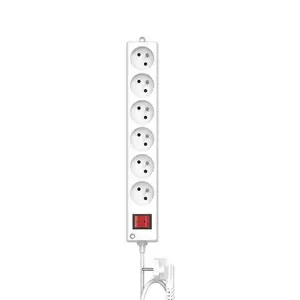 Multiprises 6X2P+T + Interrupteur Blanc
