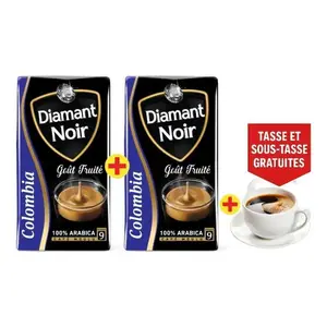 Café moulu Pack 2x200g = Tasse et sous-tasse gratuits - DIAMANT NOIR