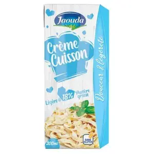 Crème cuisson UHT légère sans gluten 200ml - JAOUDA