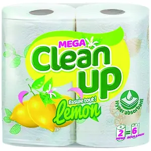Essuie tout 2 plis Lemon Décor Clean Up Lot de 2 Rouleaux