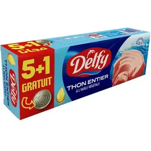 Thon entier à l'huile végétale 85g 5+1 gratuit - DELFY