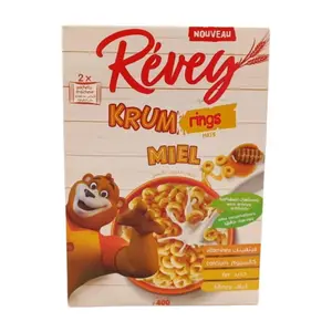 Céréales KRUM rings blé, maïs et avoine complet au miel 400g - REVEY