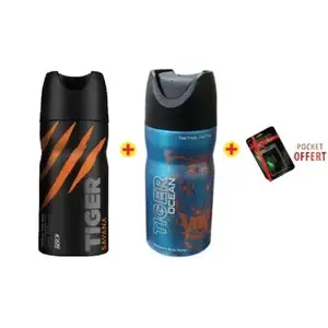 Pack de 2 Déodorants Savana et ocean x150ml + Pocket parfum gratuit - TIGER