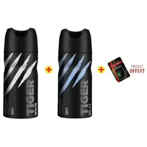Pack de 2 Déodorants White et relax x150ml + Pocket parfum gratuit - TIGER