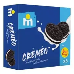 Biscuits au cacao fourrés à la crème vanille Créméo 6x41 5+1 gratuit - MARJANE