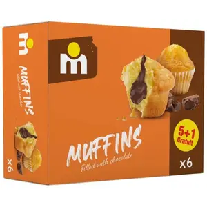 Muffins fourrés au chocolat 6x48g - MARJANE