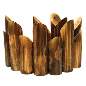 Bordure De Jardin Carbonisé Rond Taillé 80X20X15Cm