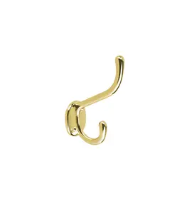 Patère Porte-Manteau double longue et courte, Laiton Brillant