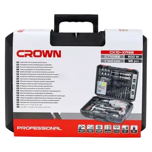 Perceuse A Percution 600W 13Mm Vvr0-2800 Liv Avec Outillage 98 Pces Crown Ck10