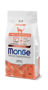 MONGE Nourriture pour chats adultes de saumon superpremium naturel, 1,5kg
