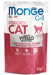 Monge Grill Nourriture pour Chats Stérilisée de Veau, 85g