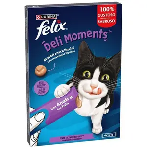 Purina MOMENTS FÉLIX DELI Snack de canard de chat, 4x10g