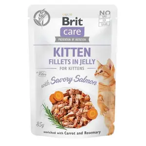 Brit Care Cat Kitten. Fillets in Jelly with Savory Salmon 85g