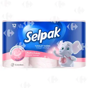 Selpak Papier Toilette 3 Plis Powder 12 Rouleaux
