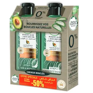 Pack Promo Herbal Essences Sans Sulfate l'Aloe Vera & l'Avocat Shampoing 400ml + Après-Shampoing 400ml