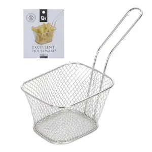 Panier De Frites En Métal Argente 10X8.5X7Cm
