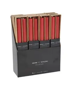 Set de 2 bougies bicolores 2x25cm en rouge et or