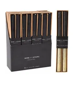 Set de 2 bougies bicolores 2x25cm en noir et or
