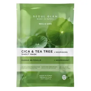 SEOUL GLAM Masque Visage Cica & Théier, 25 ml