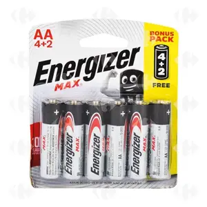 Pack Energizer 4+2 Piles Max AA E91