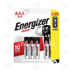 Pack Energizer 3+1 Piles Max AAA E92