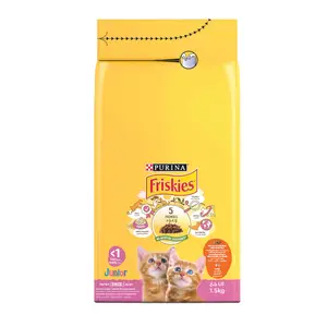 Croquettes au poulet, aux legumes et au lait pour chat junior 1,5Kg - FRISKIES