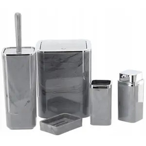 Set de Salle de Bain Rectangulaire Marbre Chrome Okyanus 5 pièces