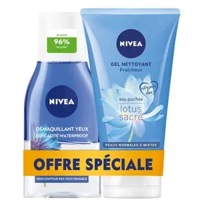 Démaquillant Double Action 125ml + Crème Nettoyante Peau Normale Nivea 150ml
