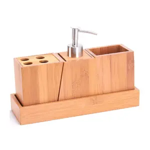 Set Accessoires Salle de Bain Posable en Bambou