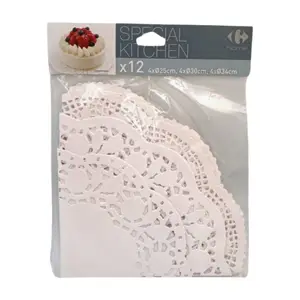 Napperon Rond Blanc Carrefour Home 12 unités.