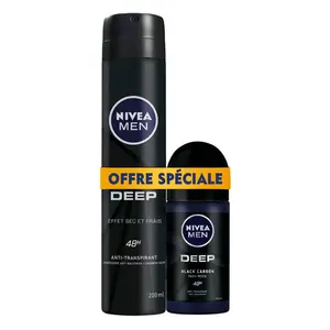 Lot Atomiseur 200ml + Roll-on Deep NIVEA MEN 50ml