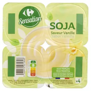 Dessert Végétal au Soja Vanille Carrefour Sensation 100g 4 unités