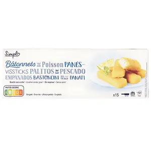 Bâtonnets de Poisson Pané Simpl 30g 15 unités