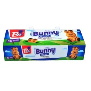 Be Bunny Pack de 10 Cakes Goût Vanille Fourrés Crème Cacao 250g