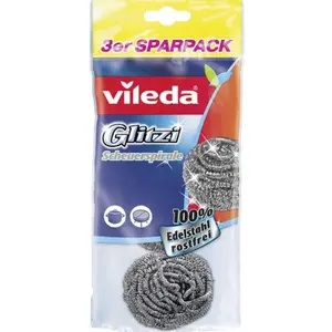 Tampon à récurer en inox en spirale Glitzi x2 - VILEDA