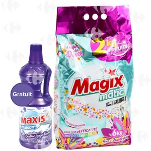 Lot Magix Matic Sachet 6kg Maxis Nettoyant 1l