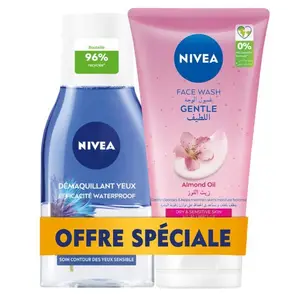 Démaquillant Double Action 125ml + Crème Nettoyante Peau Sèche Nivea 150ml