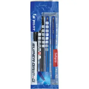 Lot de 4 Stylos à Bille à Pointe Moyenne Noir & Bleu