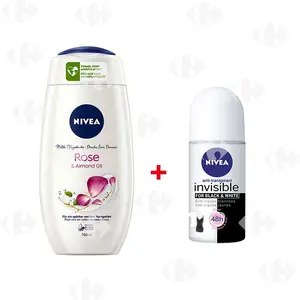 Déodorant Bille Féminin Invisible For Black & White Clear Nivea 50ml + Crème De Douche Nivea 250ml